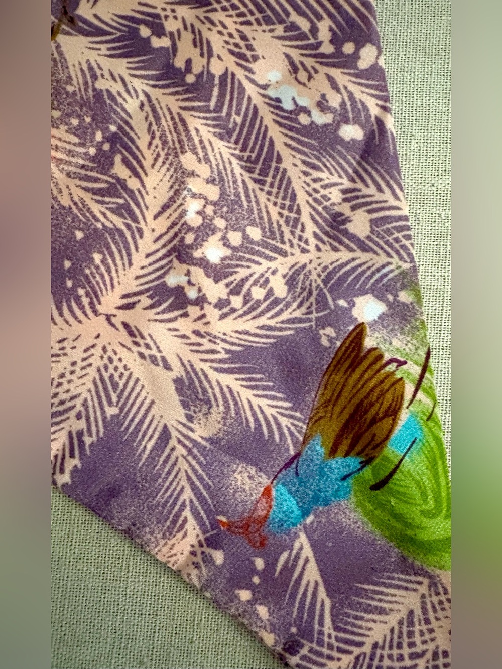 Vintage Tropical Feather Print Scarf
